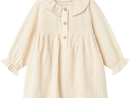 Lil Atelier Coconut Milk Lino Loose Bodysuit Ls Dress on Sale