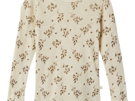 Lil Atelier Sandshell Nimo Slim Wool Modal Blouse AOP Cheap