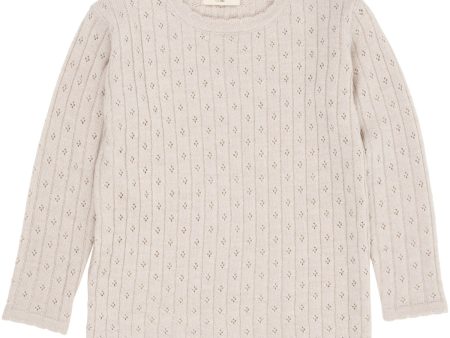 Copenhagen Colors Pale Cream Melange Merino Classic Pointelle Blouse Online Hot Sale