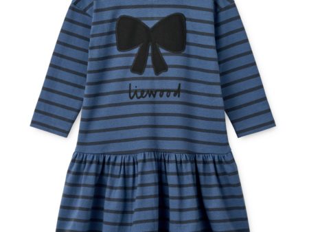 LieWood Y D Stripe Indigo Blue   Classic Navy Alberte Stripe Dress Fashion