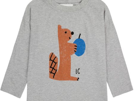 Bobo Choses Light Heather Grey Hungry Squirrel T-Shirt Online Sale