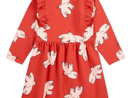 Bobo Choses Red Freedom Bird All Over Ruffle Dress Online