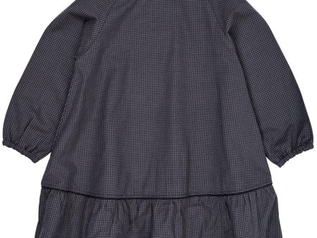 Copenhagen Colors Navy Check Combi Check Dress W. Bow For Cheap