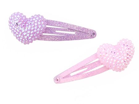 Great Pretenders Boutique Sparkle Heart Bobble Hairclips Purple Pink on Sale