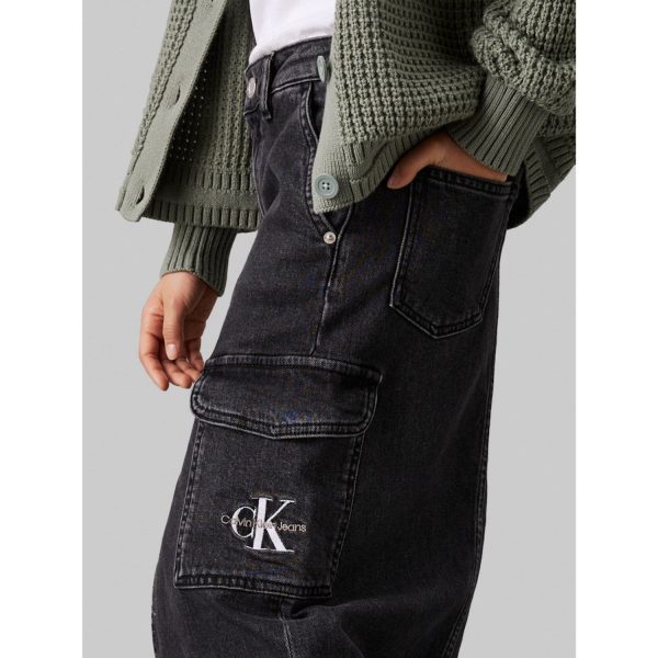 Calvin Klein Charcoal Grey Rgd Maxi Denim Skirt Online Hot Sale