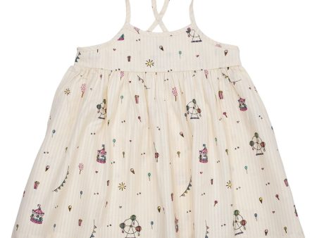 Copenhagen Colors Cream Tivoli Print Printed Strap Dress For Cheap