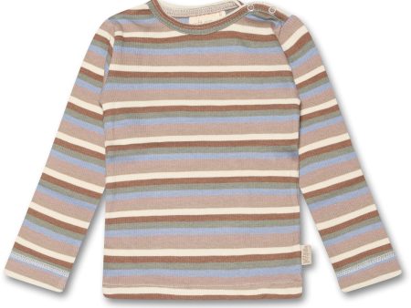 Petit Piao Simply Taupe Blouse Modal Multi Striped Sale