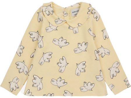 Bobo Choses Light Yellow Freedom Bird All Over Collar Shirt For Cheap