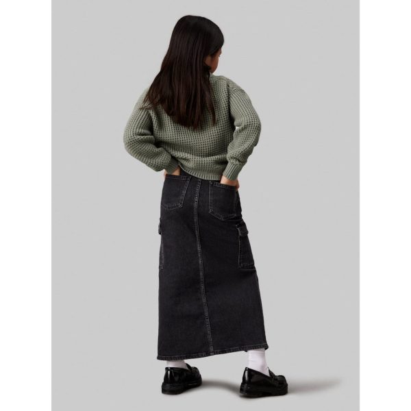 Calvin Klein Charcoal Grey Rgd Maxi Denim Skirt Online Hot Sale