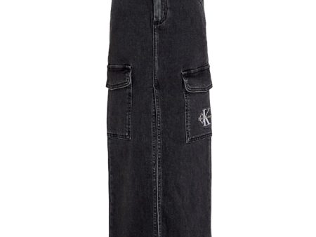 Calvin Klein Charcoal Grey Rgd Maxi Denim Skirt Online Hot Sale