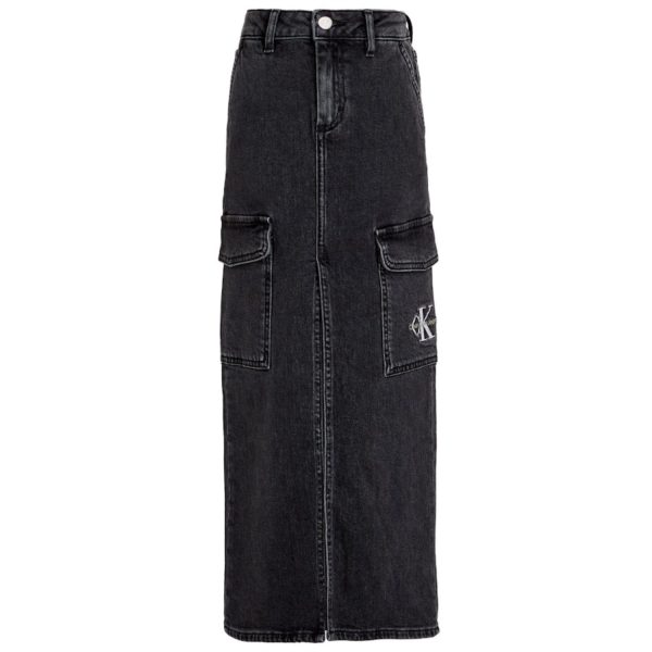 Calvin Klein Charcoal Grey Rgd Maxi Denim Skirt Online Hot Sale